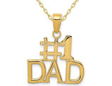 14K Yellow Gold  #1 DAD Charm Pendant Necklace with Chain